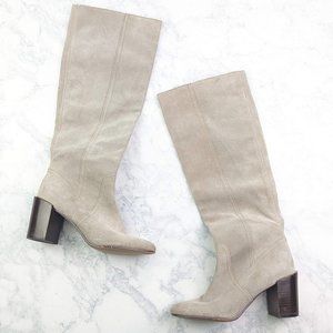 Dolce Vita Taupe Suede Block Heel Boots Size 6